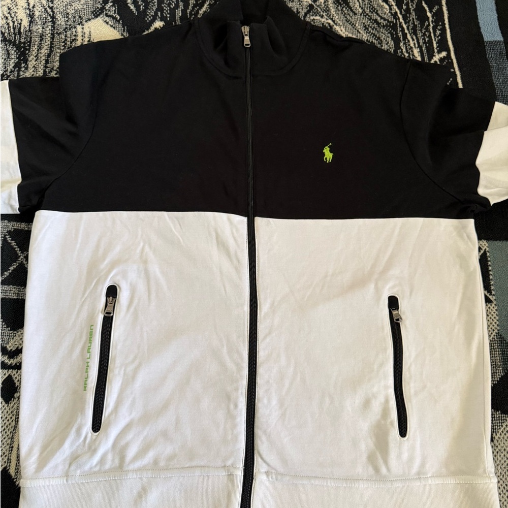 Polo Ralph Lauren Performance Interlocked Black/White/Lime Zip Up Track Jacket